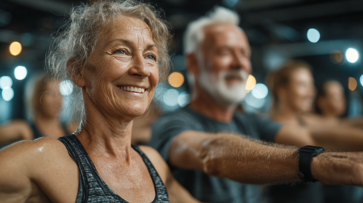 Група людей виконує легкі фізичні вправи на свіжому повітрі